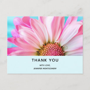 Beautiful Pink Flower Close Up Photo Thank You Postcard