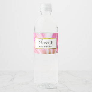 Beautiful Pink Flower Close Up Photo Water Bottle Label