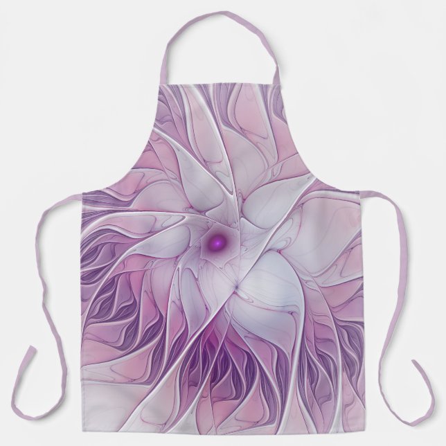 Beautiful Pink Flower Modern Abstract Fractal Art Apron (Front)