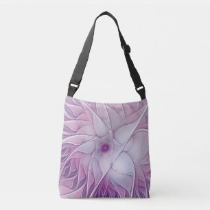 Beautiful Pink Flower Modern Abstract Fractal Art Crossbody Bag