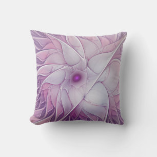 Beautiful Pink Flower Modern Abstract Fractal Art Cushion