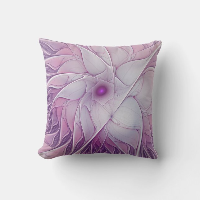 Beautiful Pink Flower Modern Abstract Fractal Art Cushion (Front)