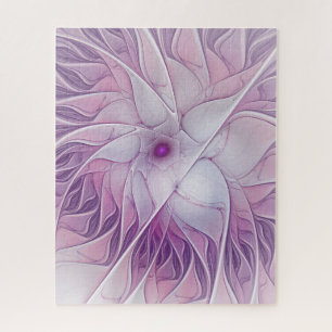 Beautiful Pink Flower Modern Abstract Fractal Art Jigsaw Puzzle