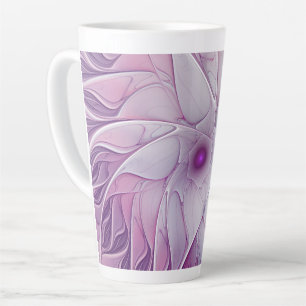 Beautiful Pink Flower Modern Abstract Fractal Art Latte Mug