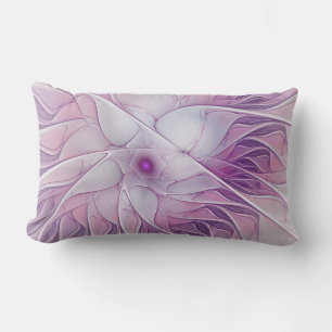 Beautiful Pink Flower Modern Abstract Fractal Art Lumbar Cushion