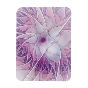 Beautiful Pink Flower Modern Abstract Fractal Art Magnet