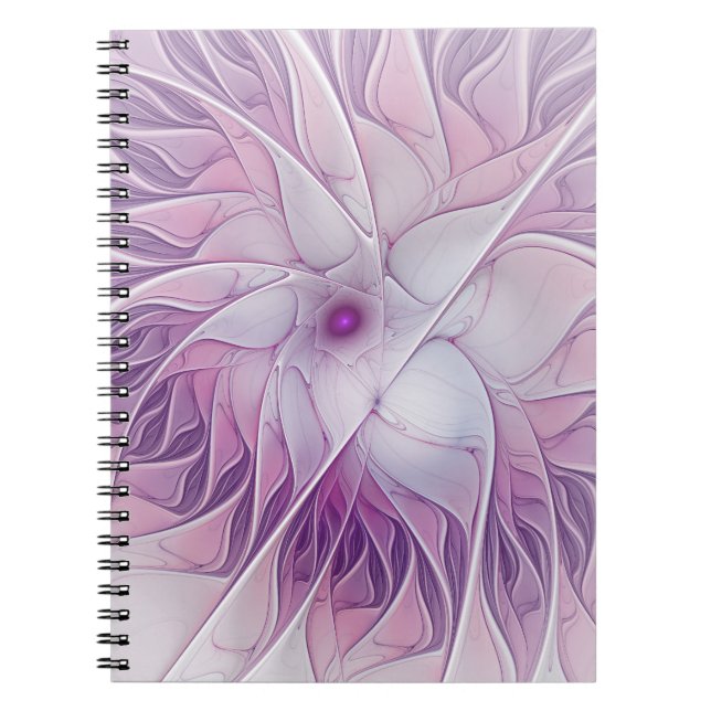 Beautiful Pink Flower Modern Abstract Fractal Art Notebook (Front)