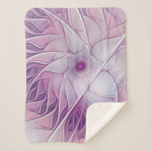 Beautiful Pink Flower Modern Abstract Fractal Art Sherpa Blanket