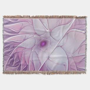 Beautiful Pink Flower Modern Abstract Fractal Art Throw Blanket