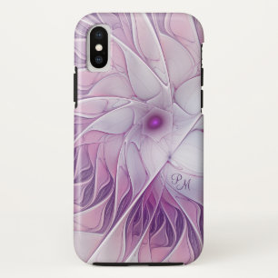 Beautiful Pink Flower Modern Abstract Monogram iPhone X Case