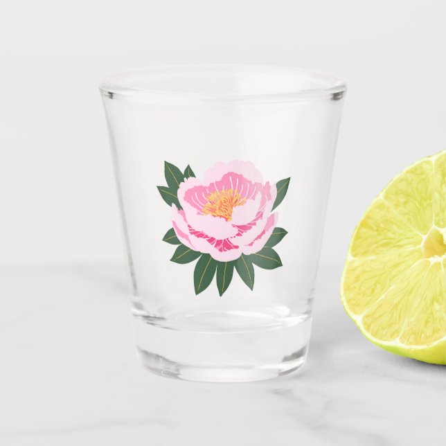 Beautiful Pink Flower Shot Glass (Front)