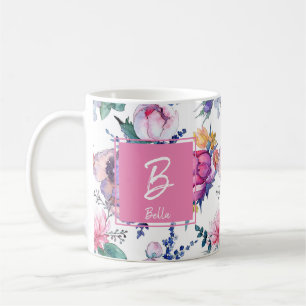 Beautiful Pink Flower Stamp Girl Birthday Coffee Mug