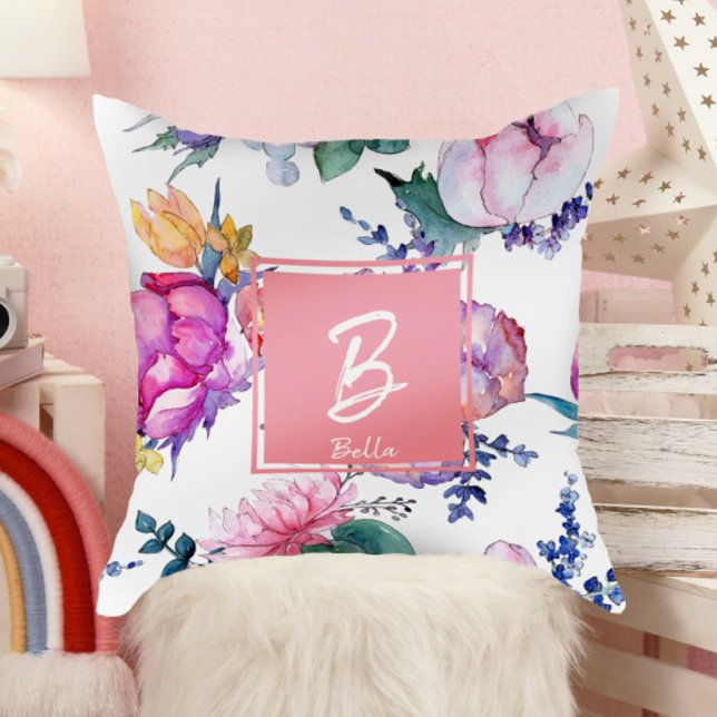 Beautiful Pink Flower Stamp Girl Nursery Cushion (Creator Uploaded)