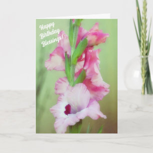 Beautiful Pink Flowers Bible Faith Birthday Card