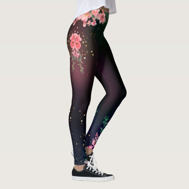 Beautiful pink flowers bloom Leggings (Right)