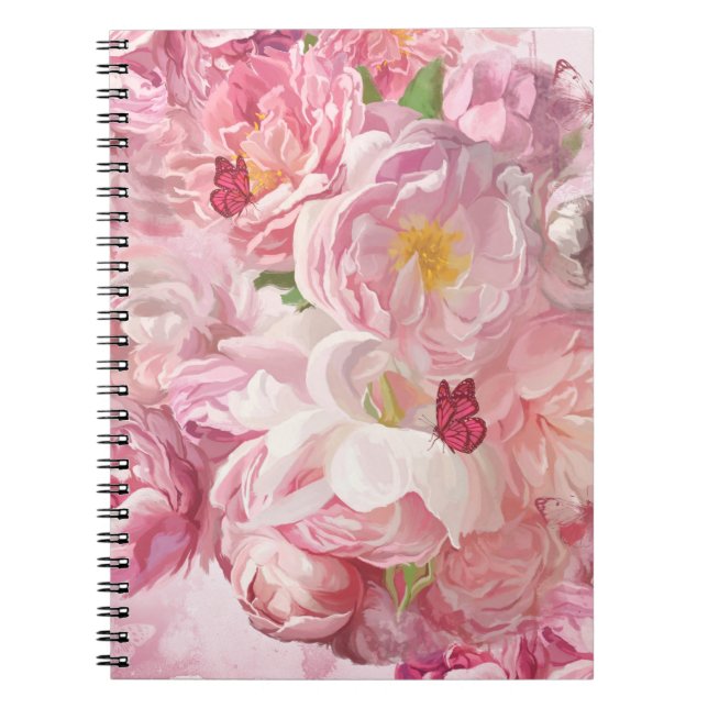 Beautiful pink flowers garden notebook (Front)