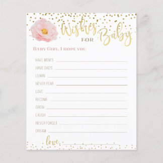 Beautiful Pink Flowers Gold Accent Wishes for Baby