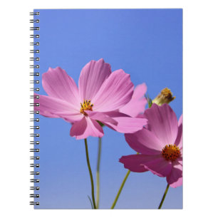 beautiful pink flowers hugging a clear blue sky notebook