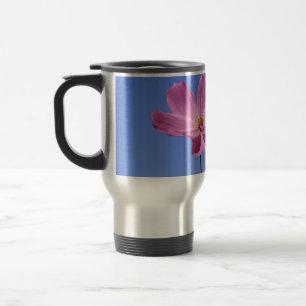 beautiful pink flowers hugging a clear blue sky travel mug