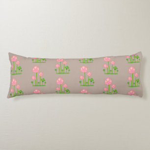 Beautiful Pink Flowers on Lucky Beige Body Cushion