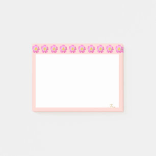 Beautiful Pink Flowers on Pink and White Post-it Notes
