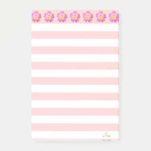 Beautiful Pink Flowers & Stripes Post-it Notes