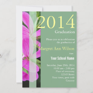 Beautiful pink garden flowers graduation invitation