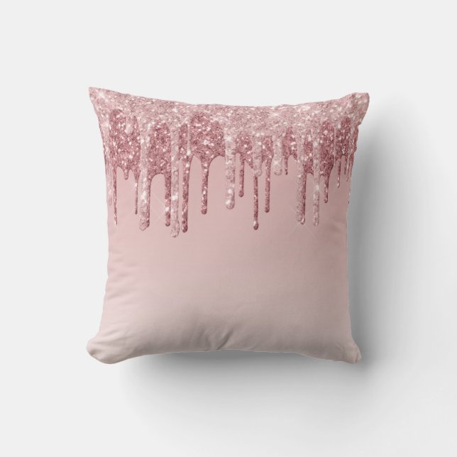 Beautiful Pink Glitter Dripping  Cushion (Front)