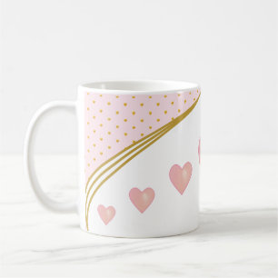 Beautiful Pink Hearts & Gold Confetti Coffee Mug