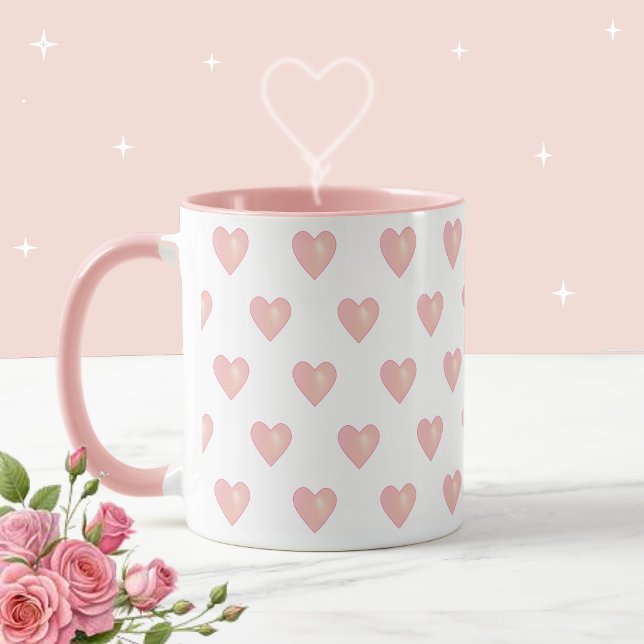 Beautiful Pink Hearts on White Mug (Creator Uploaded)