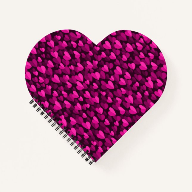 Beautiful Pink Hearts Pattern Notebook (Front)