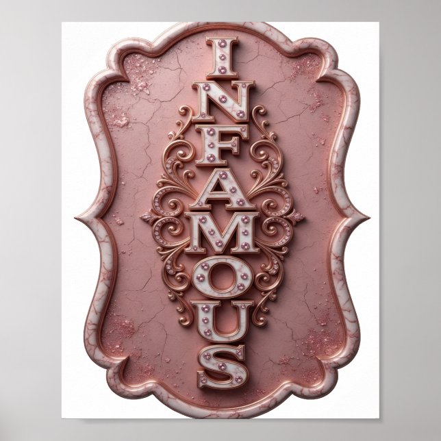 Beautiful Pink INFAMOUS Text Design Poster (Front)