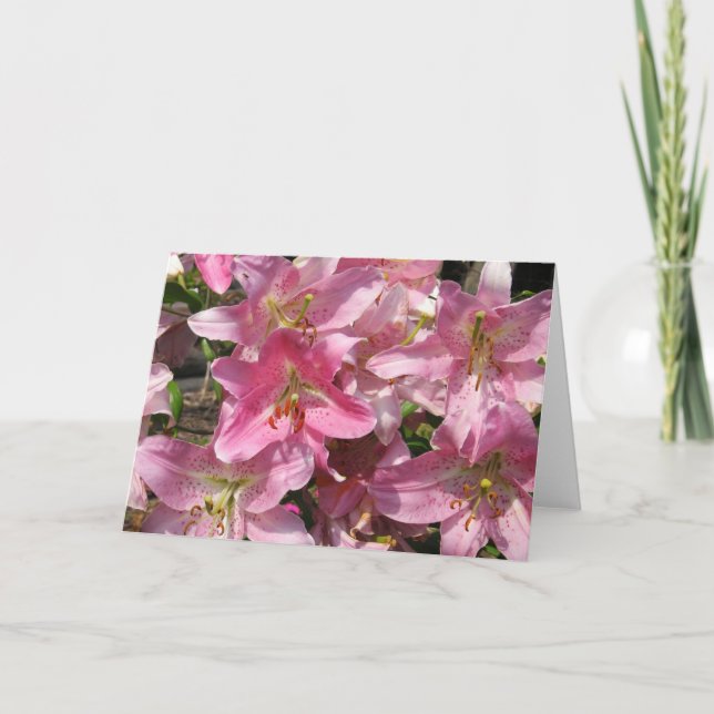 Beautiful Pink Lilies Card (Front)