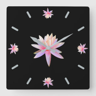 Beautiful Pink Lily Lotus Art Cool Trendy Unique Square Wall Clock