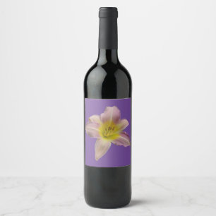 Beautiful pink lily wine label