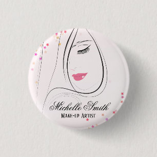 Beautiful pink lips make up artist  branding 3 cm round badge