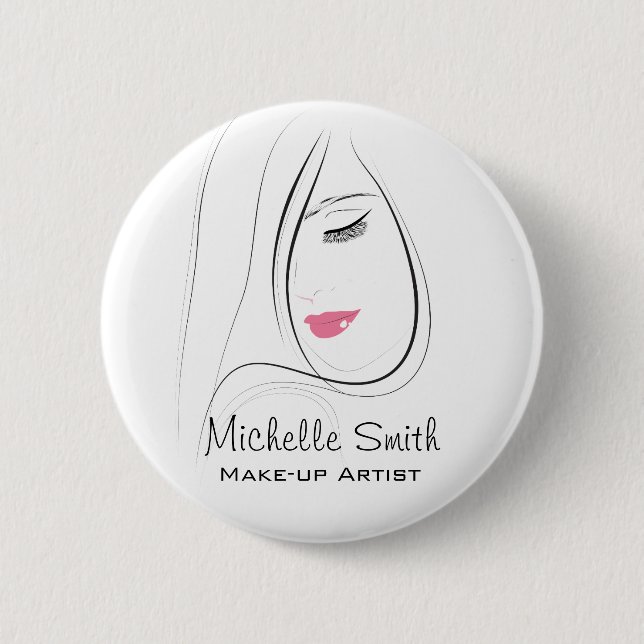 Beautiful pink lips make up artist  branding 6 cm round badge (Front)