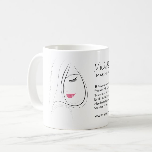 Beautiful pink lips make up artist  branding coffee mug (Front Left)