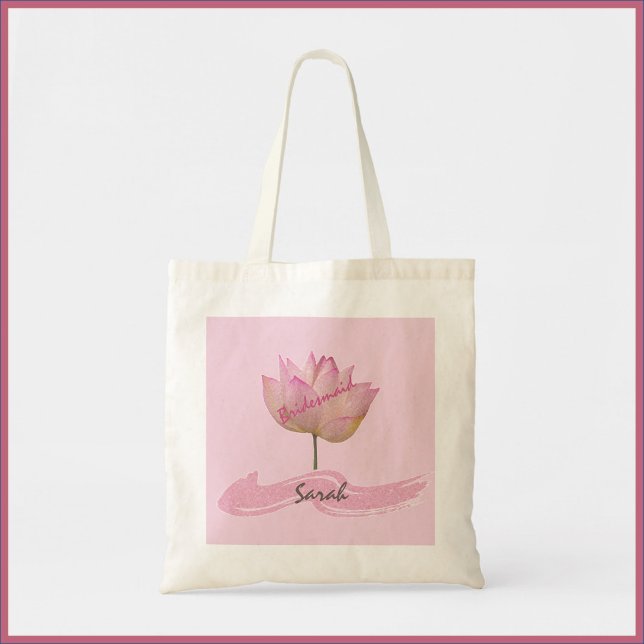 Beautiful Pink Lotus Flower Bridesmaid Tote Bag (Creator Uploaded)