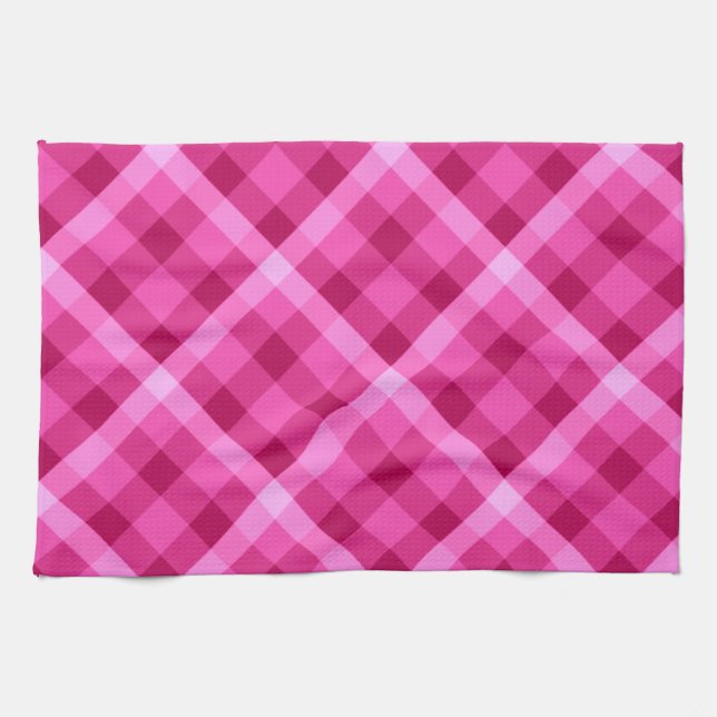 Beautiful Pink Magenta Plaid Kitchen Towel (Horizontal)