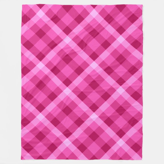 Beautiful Pink Magenta Plaid Large Fleece Blanket (Front)