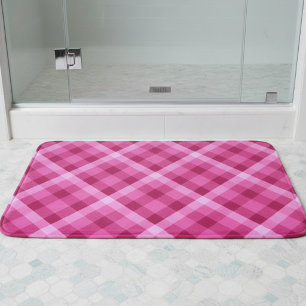 Beautiful Pink Magenta Plaid Medium Bath Mat