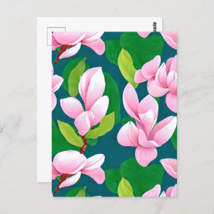 Beautiful Pink Magnolia Flowers Postcard