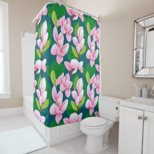 Beautiful Pink Magnolia Flowers Shower Curtain