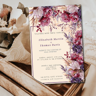 Beautiful Pink & Mauve Elegant Flowers Invitation