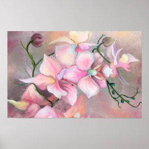 Beautiful Pink Orchid Flowers - Original Painting Poster