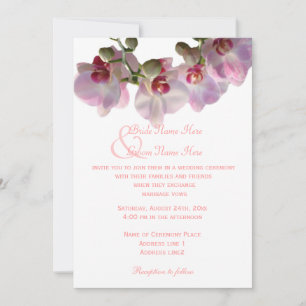 Beautiful pink orchids flowers wedding invitations