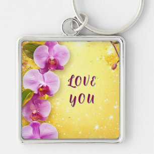 Beautiful Pink Orchids Key Ring