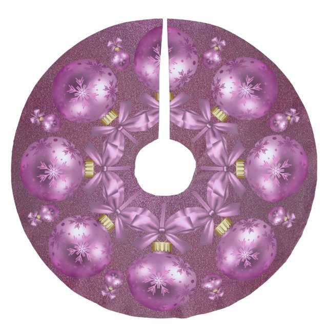 Beautiful Pink Ornaments Glitter Brushed Polyester Tree Skirt (Front)