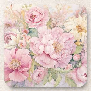 Beautiful pink peonies coaster